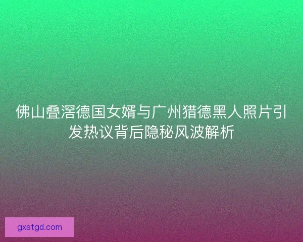 佛山叠滘德国女婿与广州猎德黑人照片引发热议背后隐秘风波解析